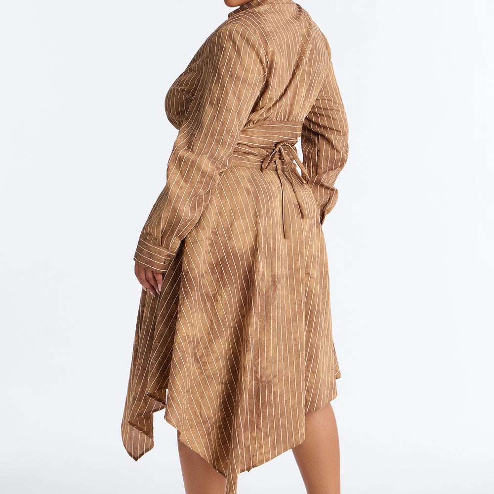 Adeline Pinstripe Tie Dye Midi Dress