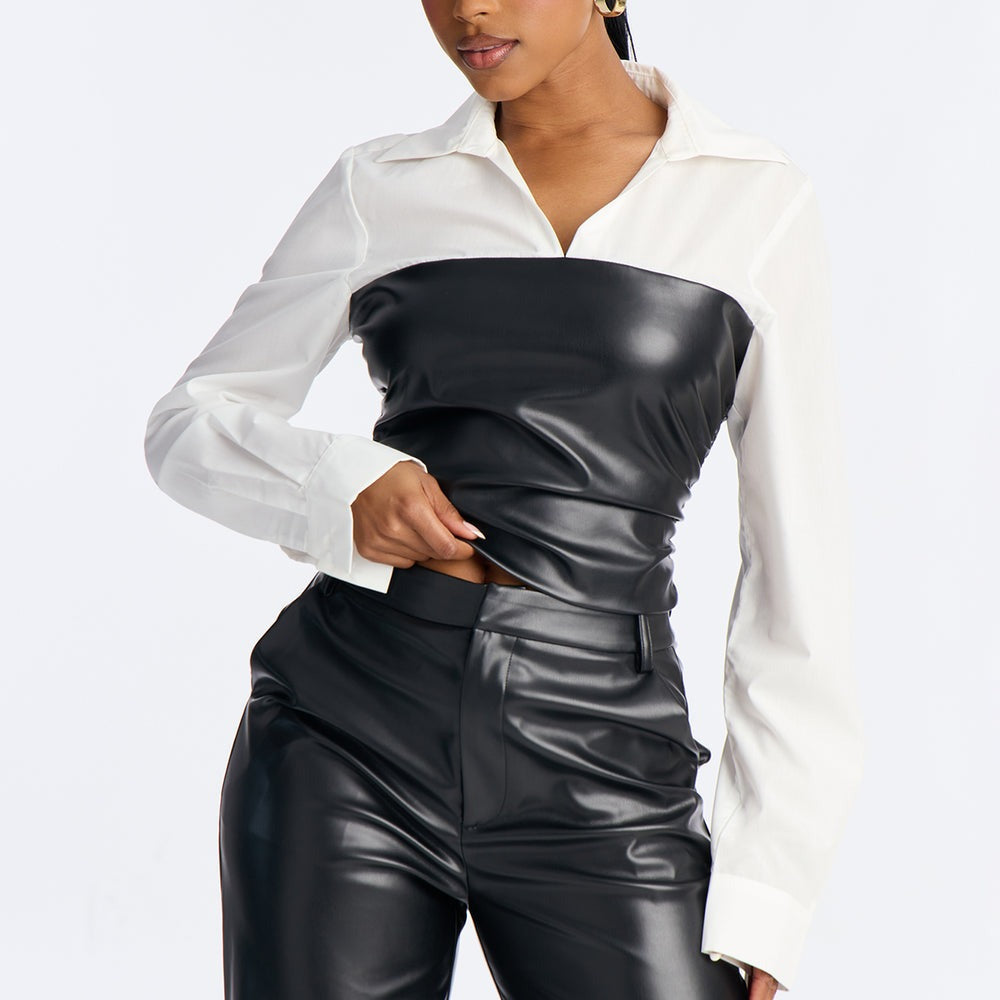 Addison Faux Leather Pant Set