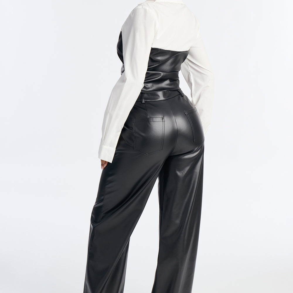 Addison Faux Leather Pant Set