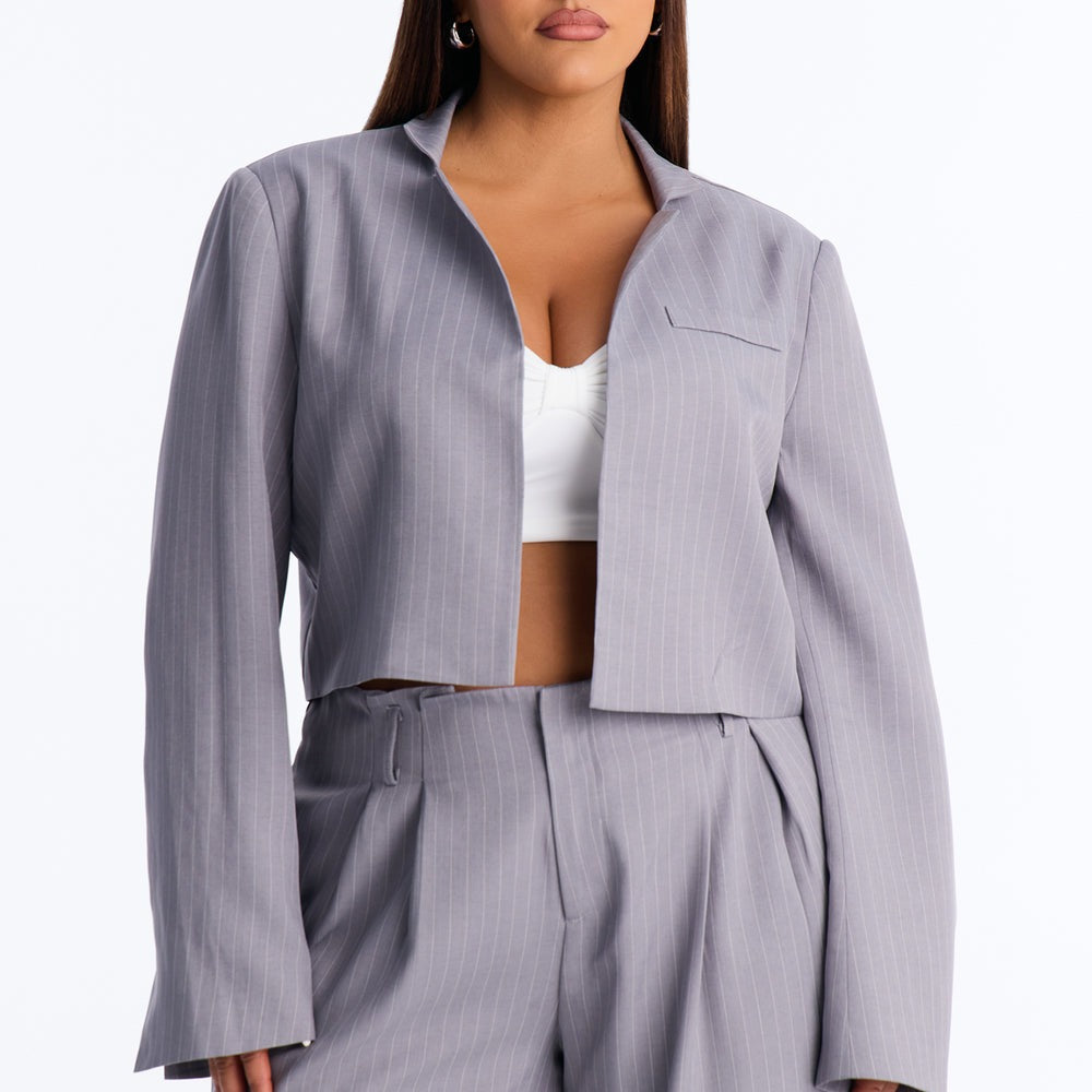 Ahmeira Cropped Pinstripe Blazer