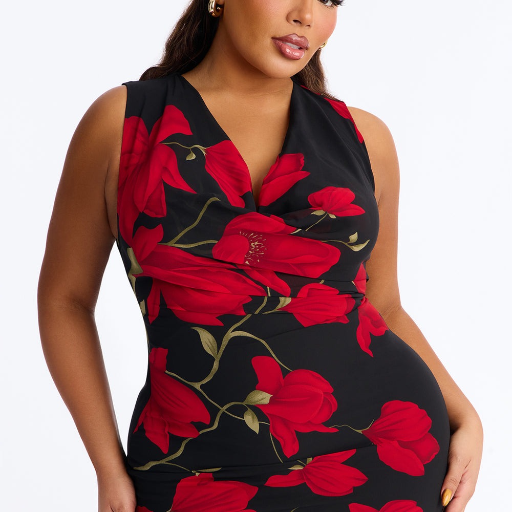 Adriana Floral Chiffon Midi Dress