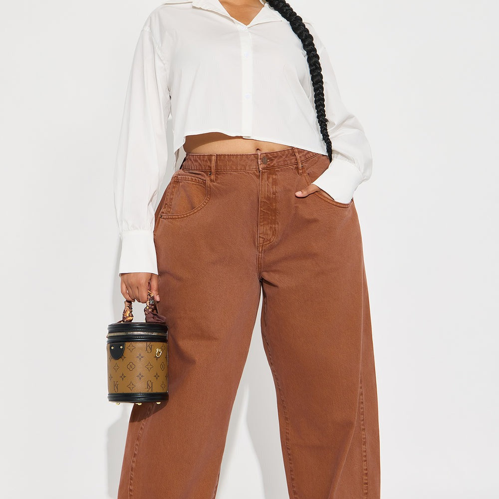 Alexandra Twill Wide Leg Barrel Pant