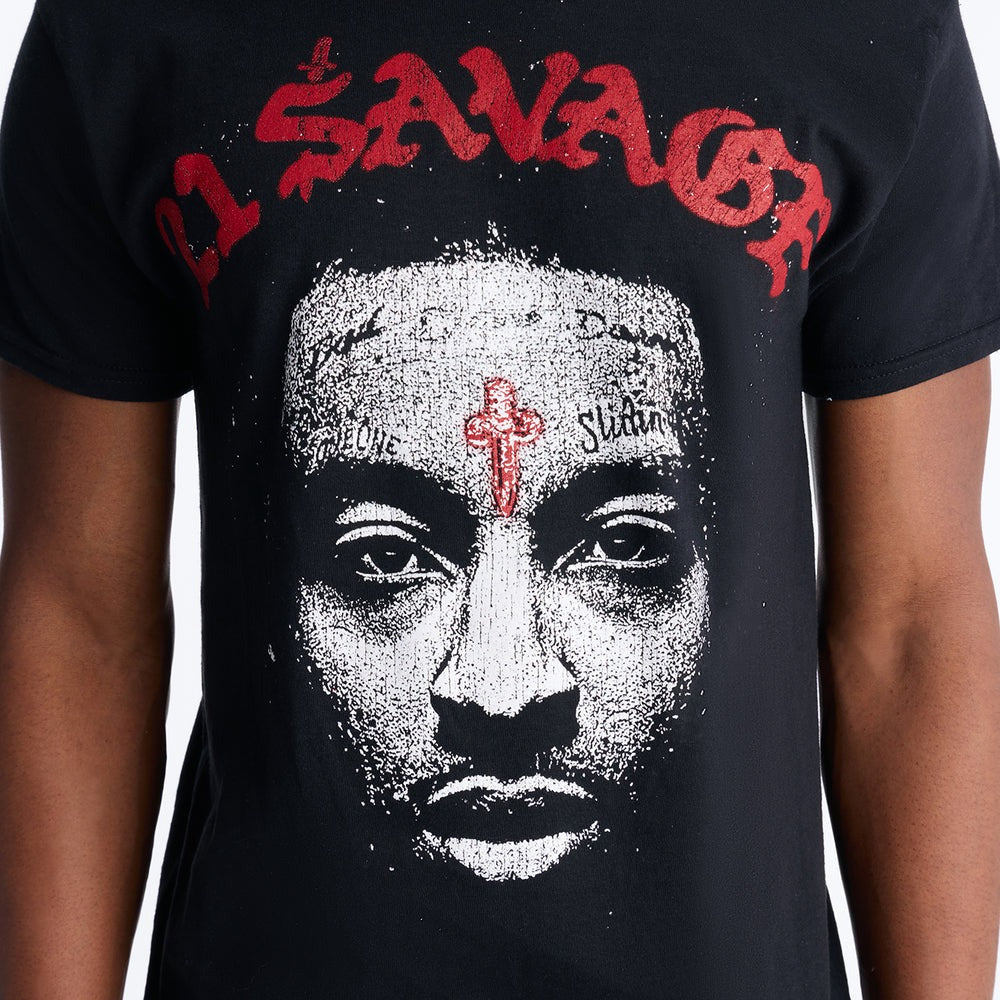 21 Savage Distressed Short Sleeve Tee