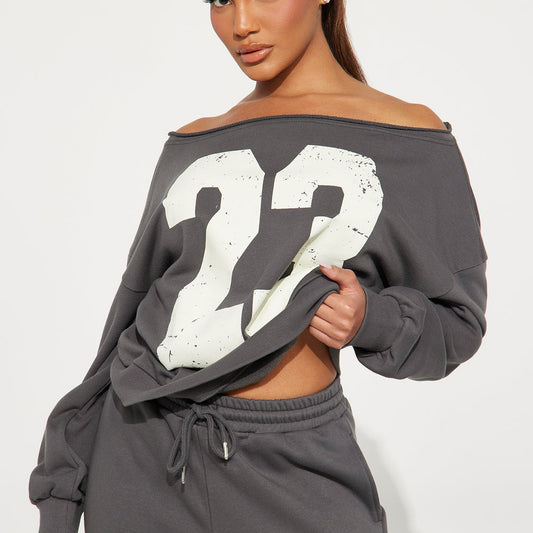 23 Off Shoulder Sweatsuit Set