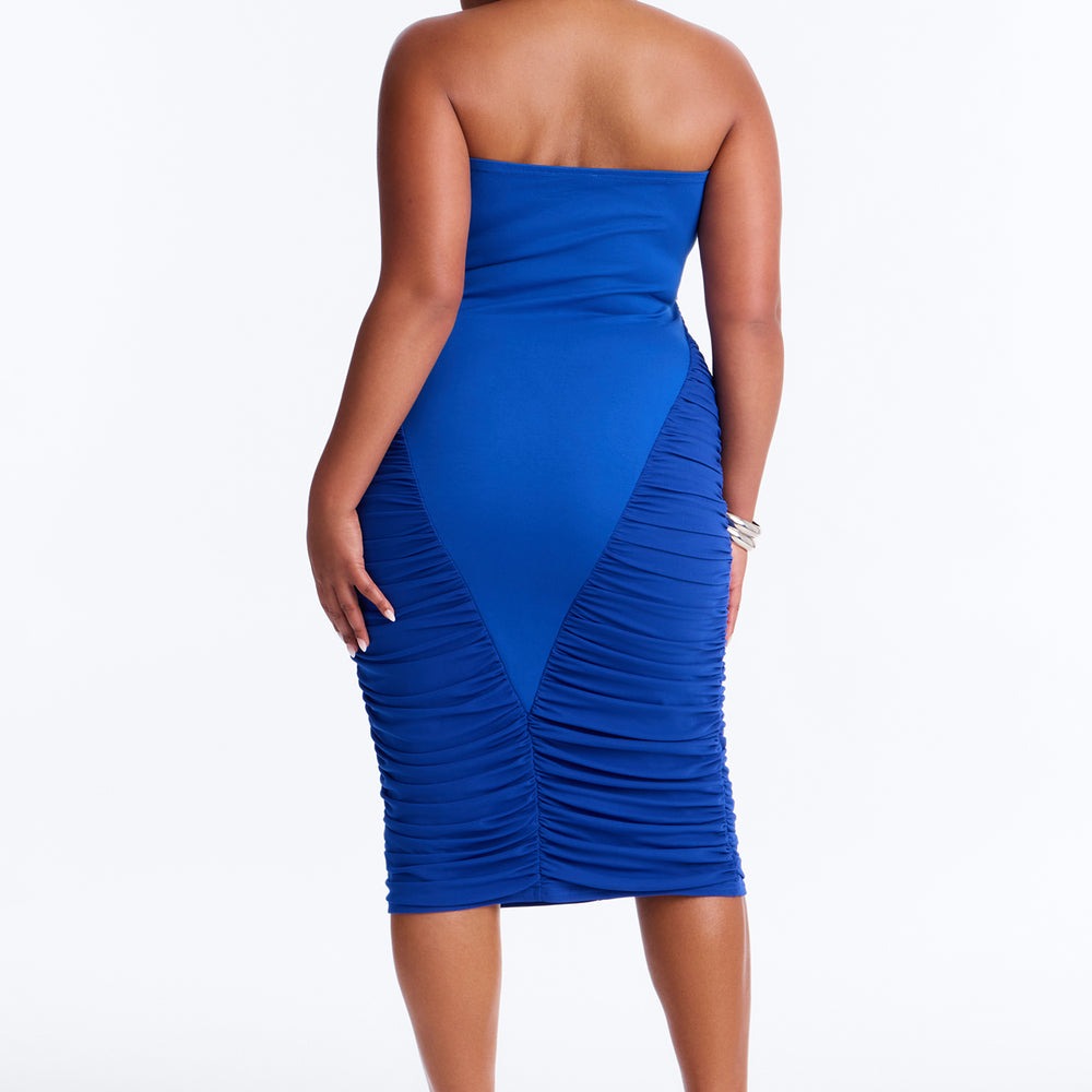 Aimee Halter Ruched Midi Dress