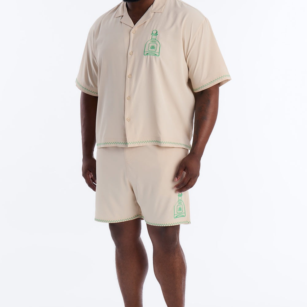 Agave Palm Embroidered Swim Trunk 7â3