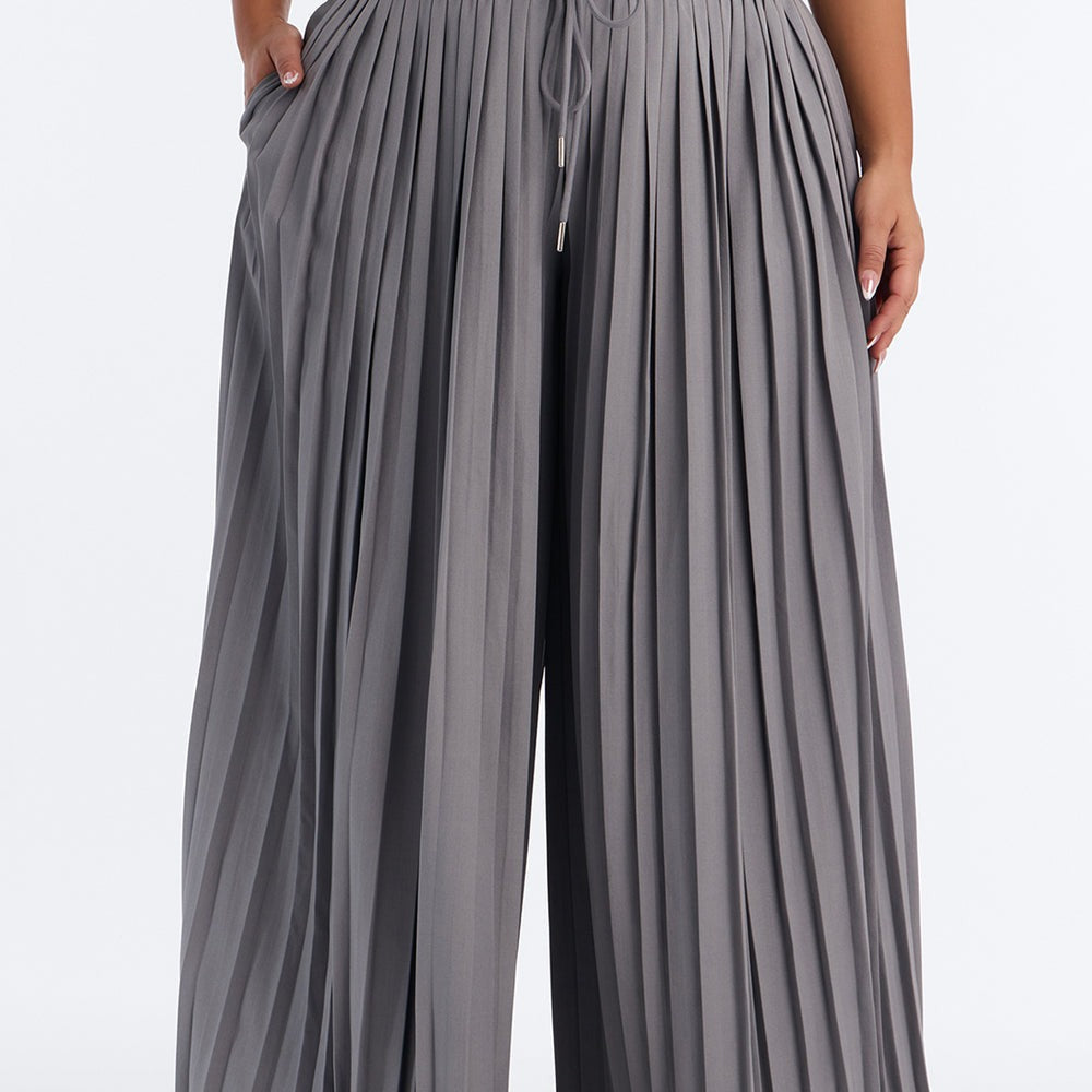 Adele All Over Pleated Wide Leg Trouser
