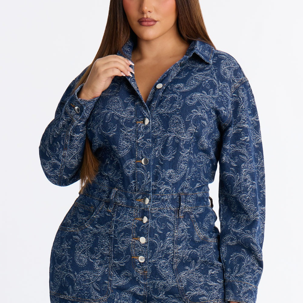 Adeline Denim Flare Jumpsuit