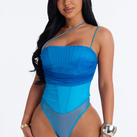Adeline One Shoulder Mesh Bodysuit