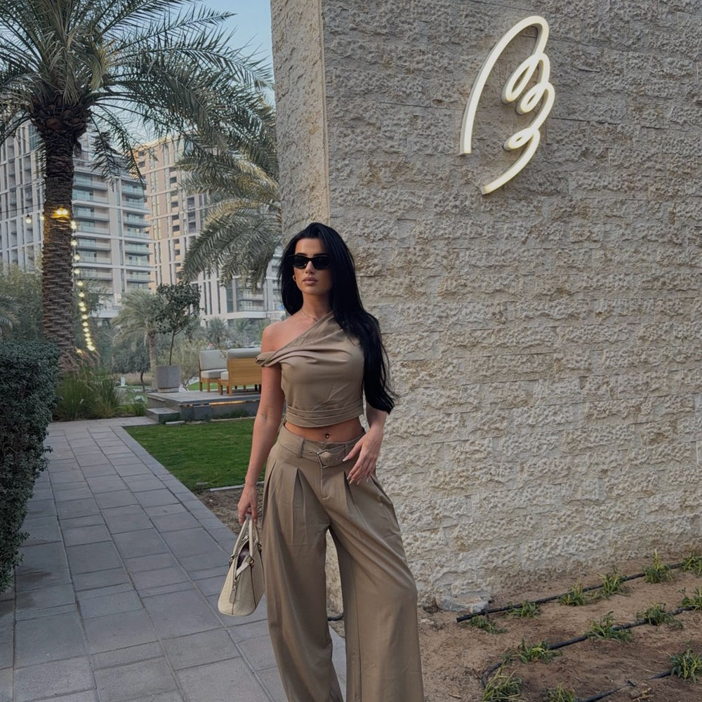 Adeline Off Shoulder Belted Pant Set