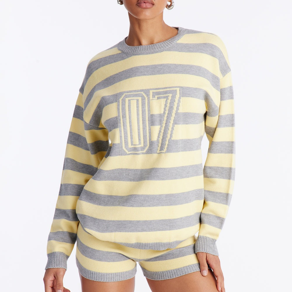 07' Babe Striped Sweater Short Set
