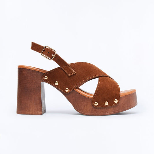 Adva Wood Platform Slingback Heels