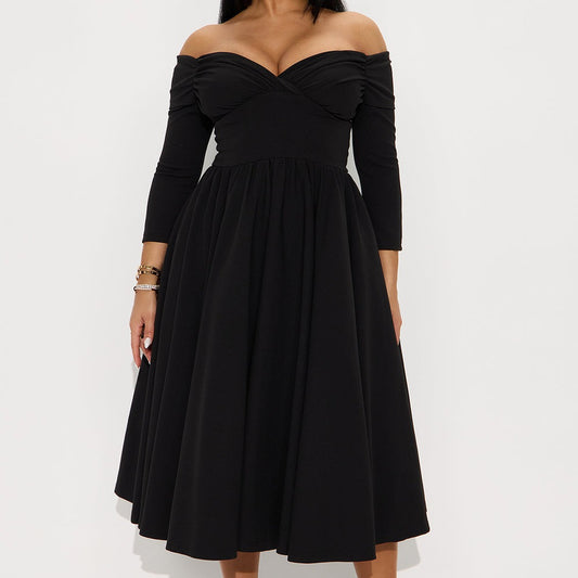 Abby Off Shoulder Crepe Knit Midi Dress