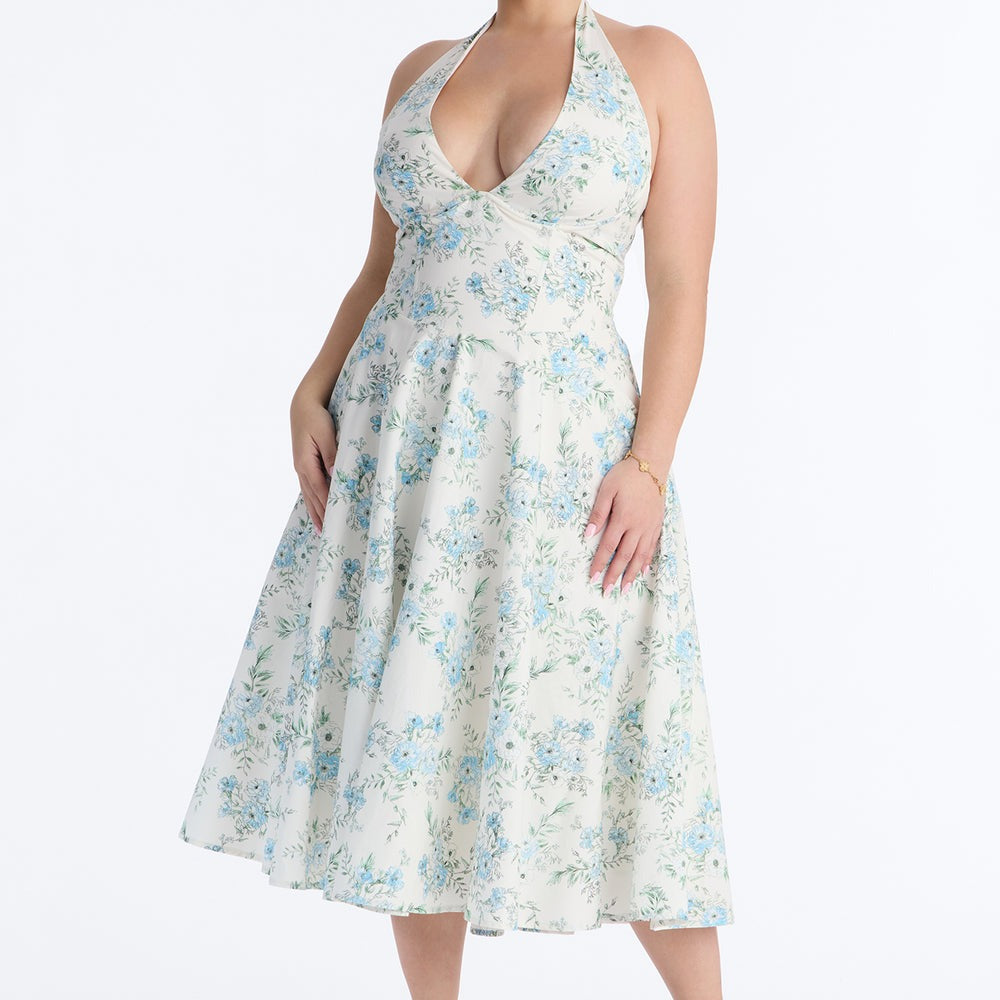 Adelaide Halter Floral Midi Dress