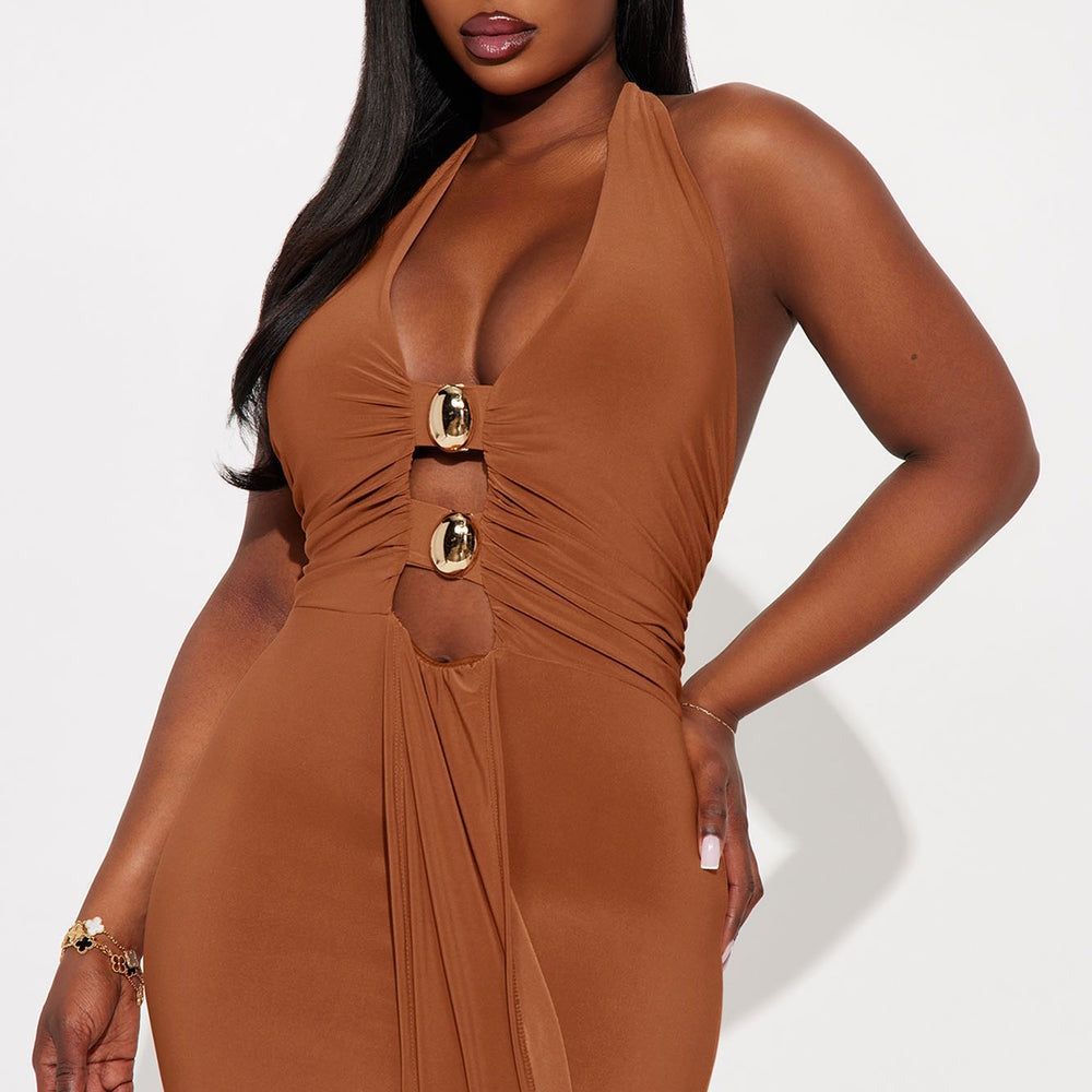 Alaia Draped Halter Maxi Dress