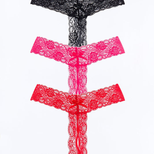 3 Pack Light Stretch Lace Thong Set