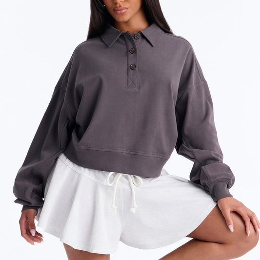 Alex Long Sleeve Button Up Polo Top