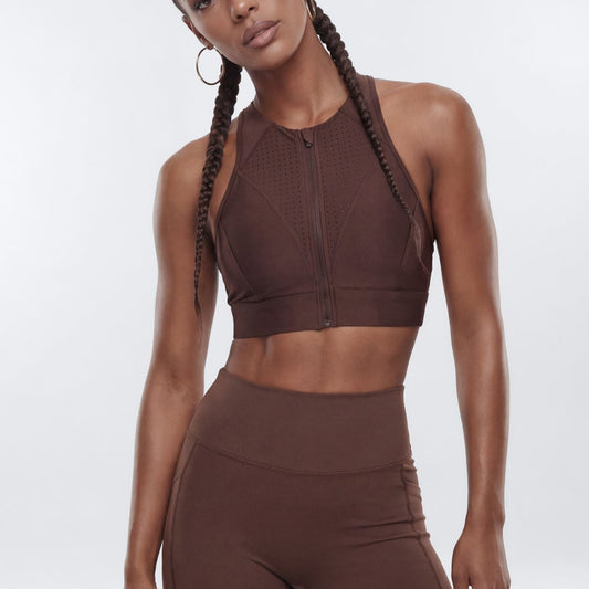 AirSculptâ¢ Perforated Zip Front Sports Bra