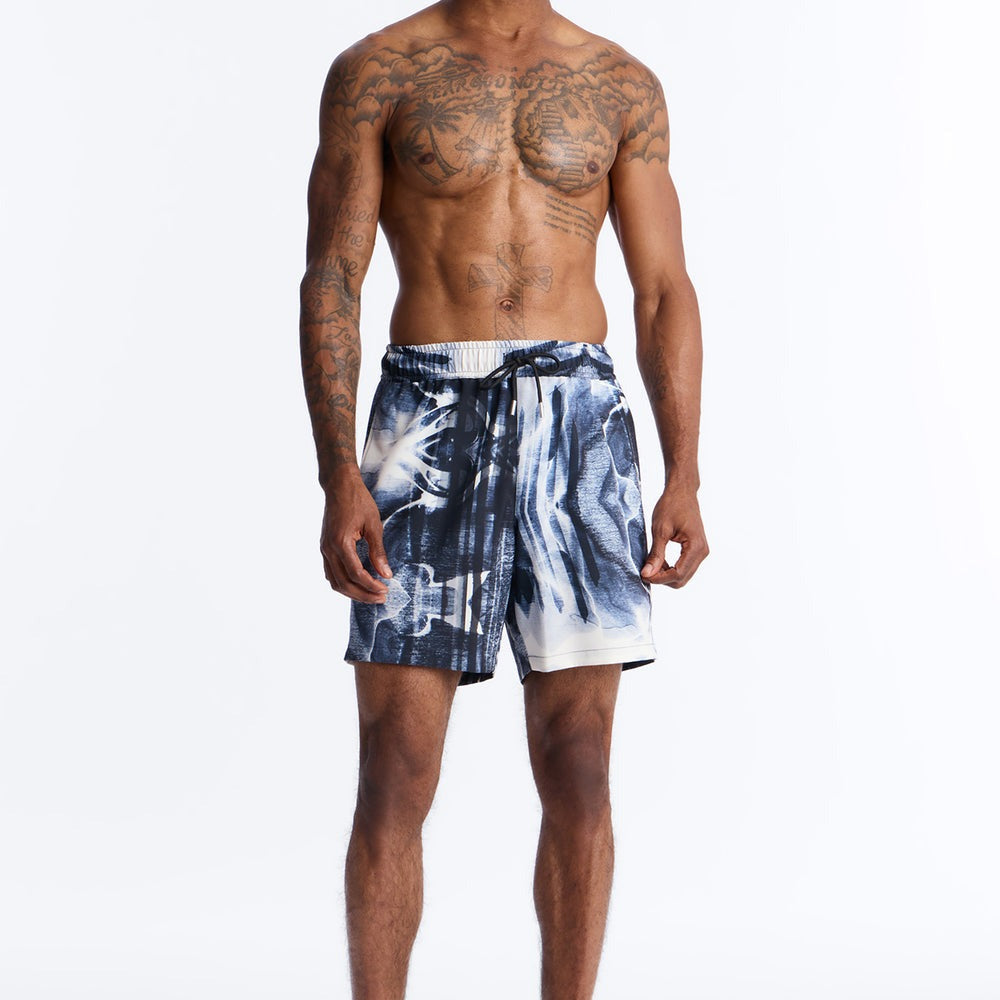 Abstract Oxide Printed Swim Trunk 7â3