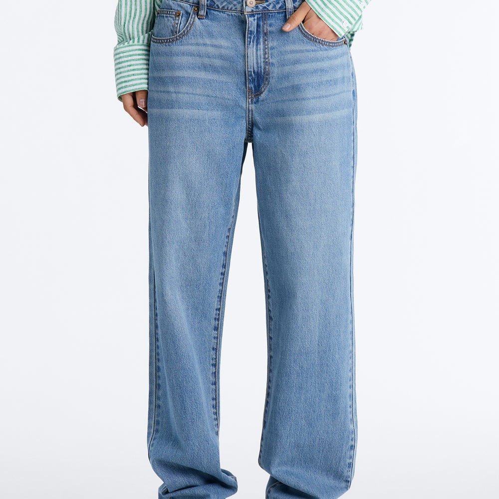 Alicante Drapey Denim Stacked Straight Leg Jeans