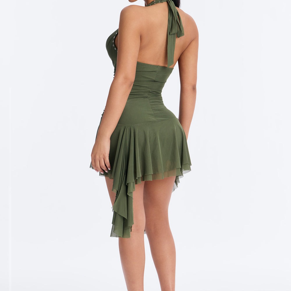 Alessandra Studded Mesh Mini Dress