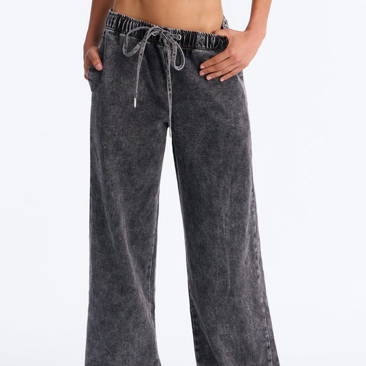 Airplane Mode Tie Waist Drapey Denim Jeans