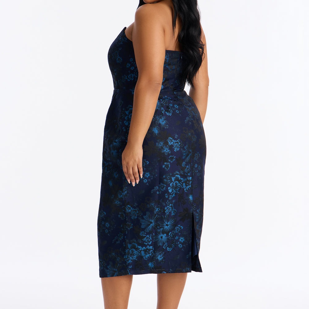 Adeline Corset Waist Jacquard Midi Dress