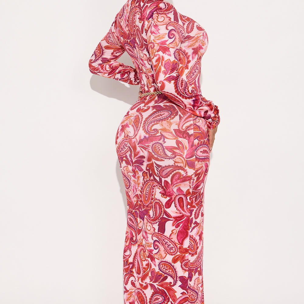 Alexius Chain Belted Maxi Shirt Dress