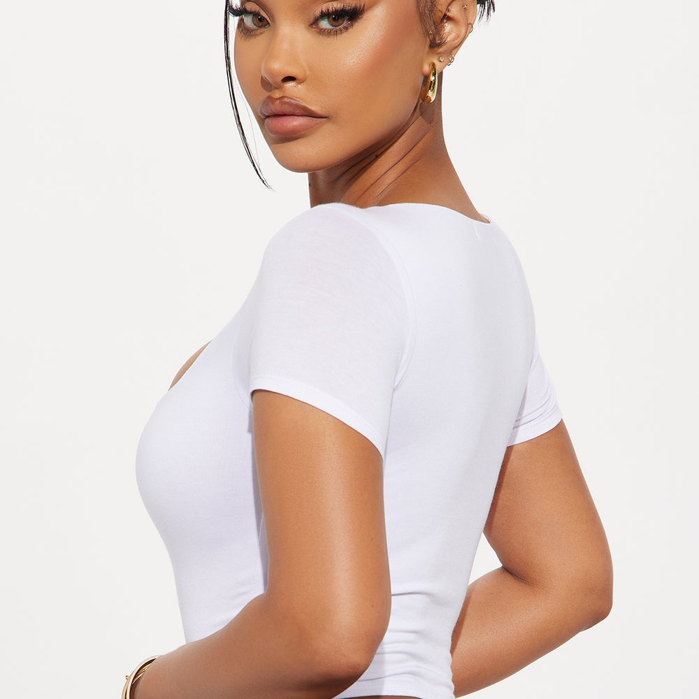 Adriana Double Lined Square Neck Short Sleeve Top
