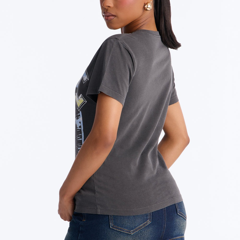 ACDC Jeweled Neck Washed Tee