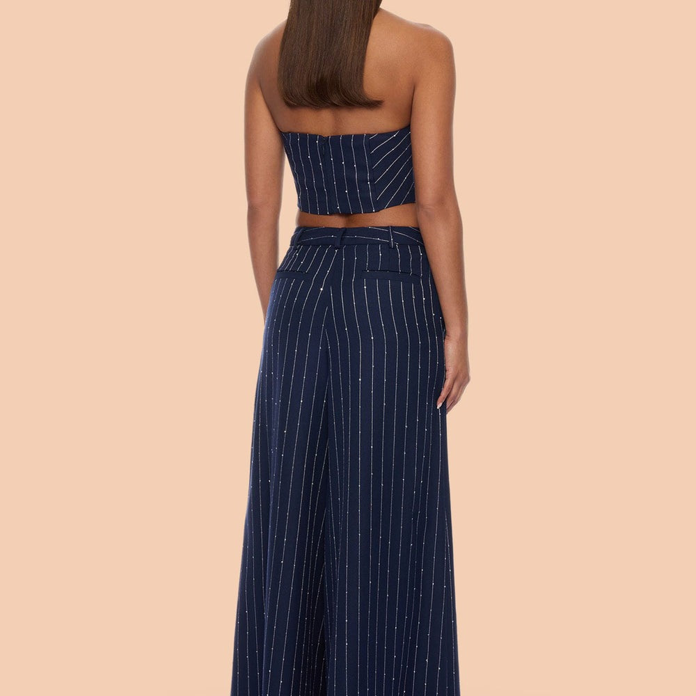 Adyson Embellished Pinstripe Bandeau Top