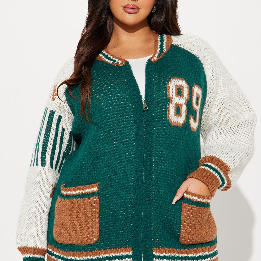 89 Forever Varsity Front Zip Sweater
