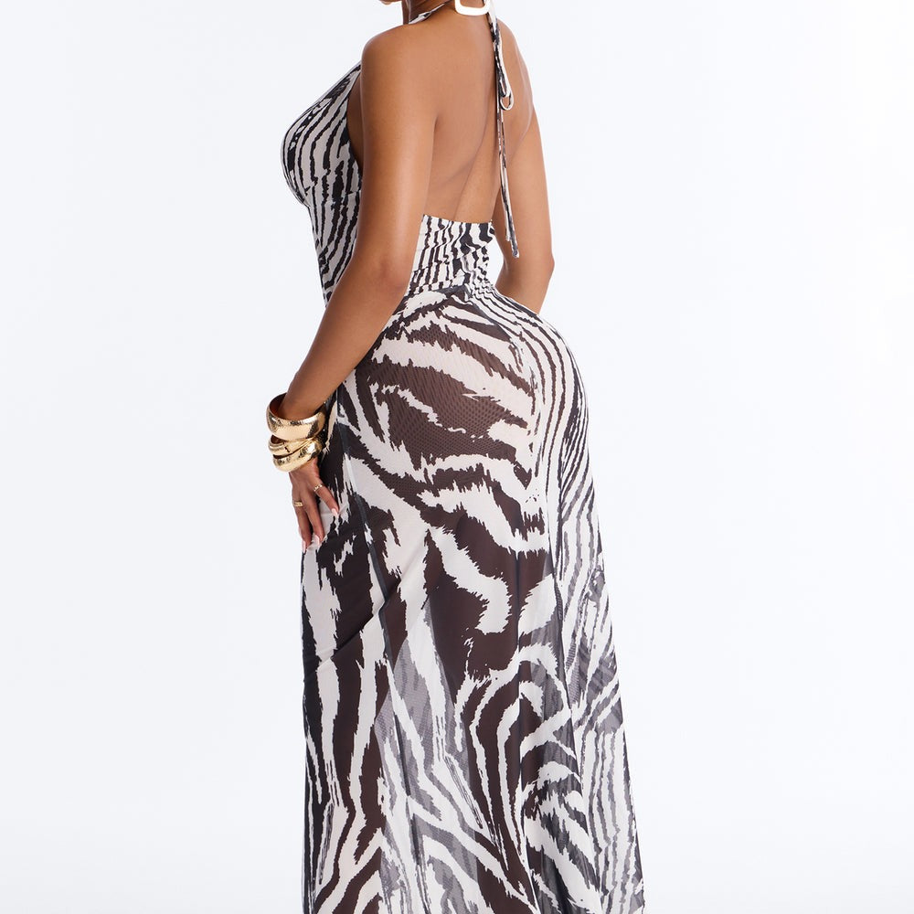 Alara Halter Mesh Maxi Dress