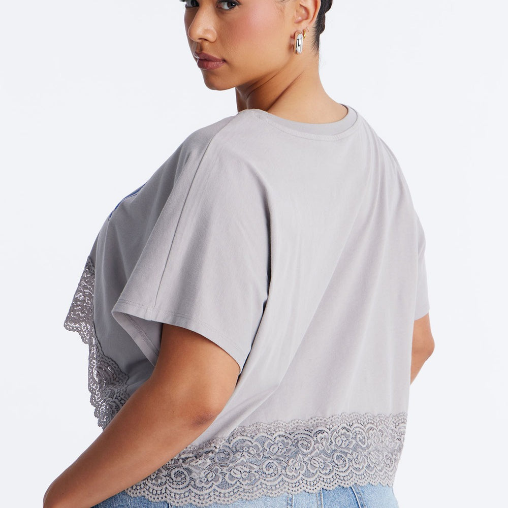 Aaliyah Cropped Lace Bottom Tee