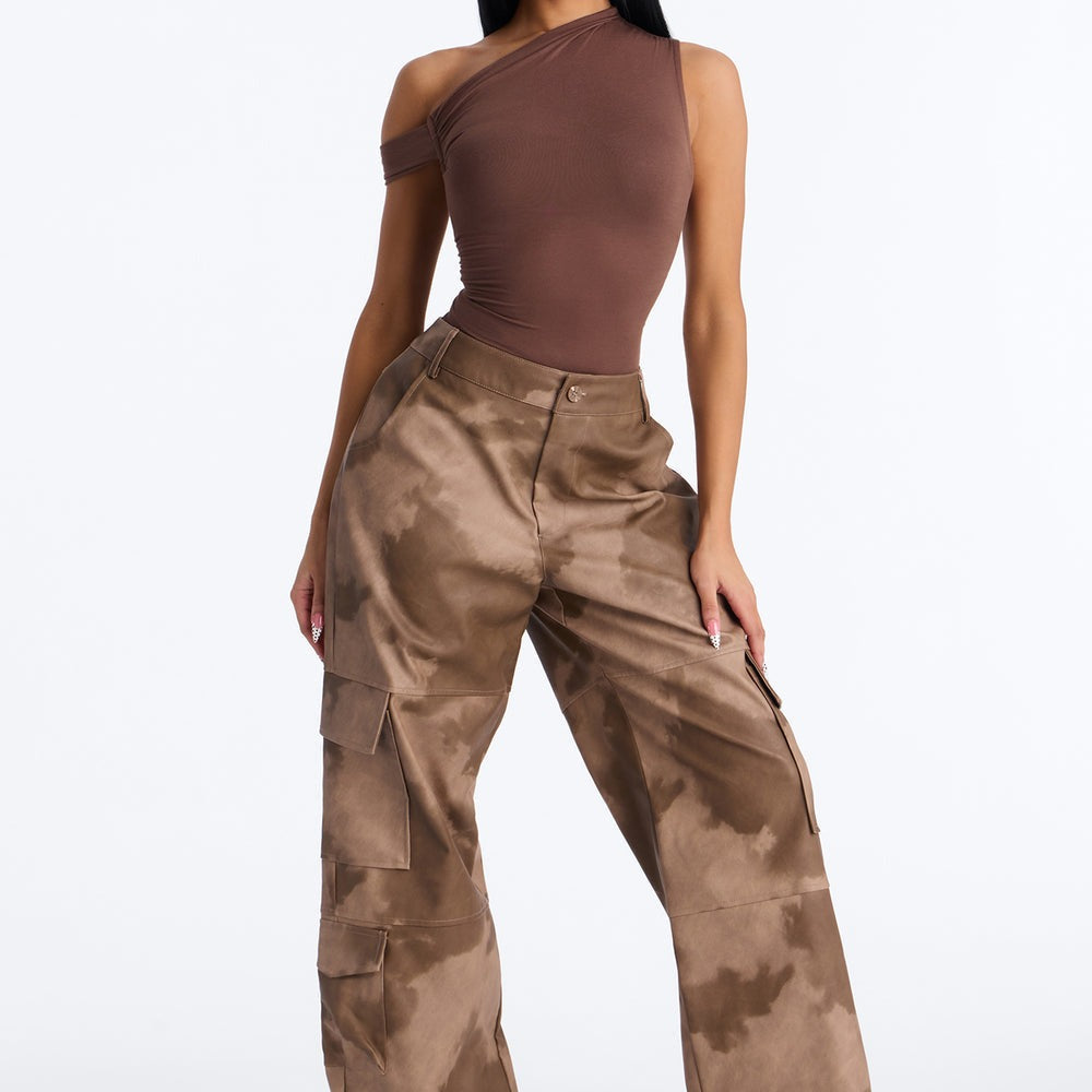 Alexa Washed Faux Leather Cargo Pant
