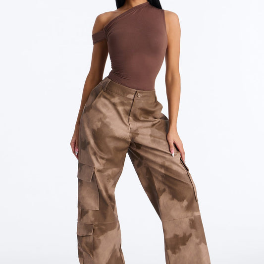 Alexa Washed Faux Leather Cargo Pant