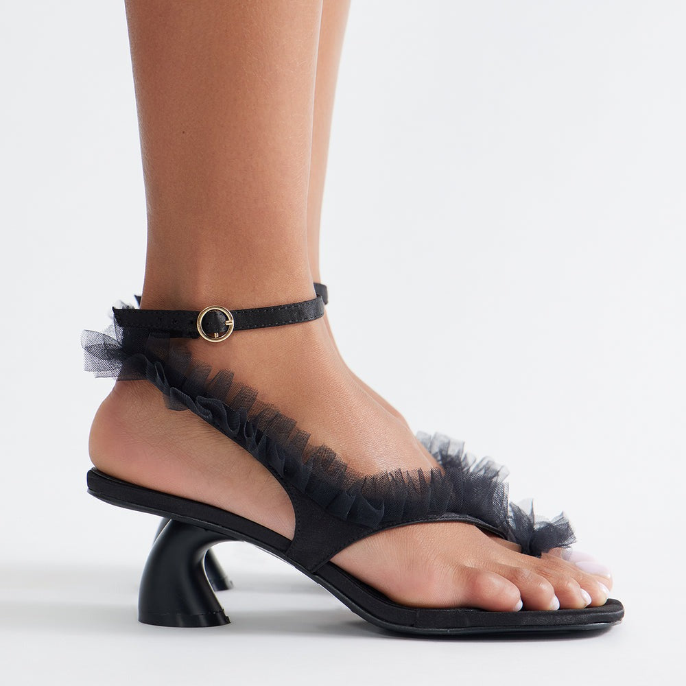 Afina Satin Ruffle Heels