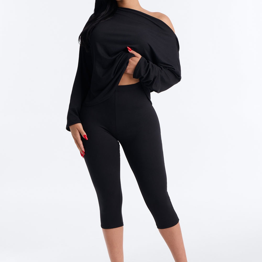 Adrianna Draped Laced Back Capri Set