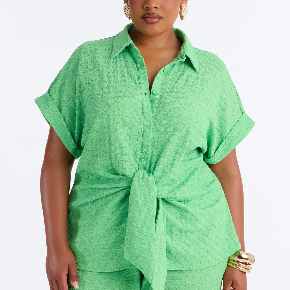 Ainsley Textured Tie Front Pant Set