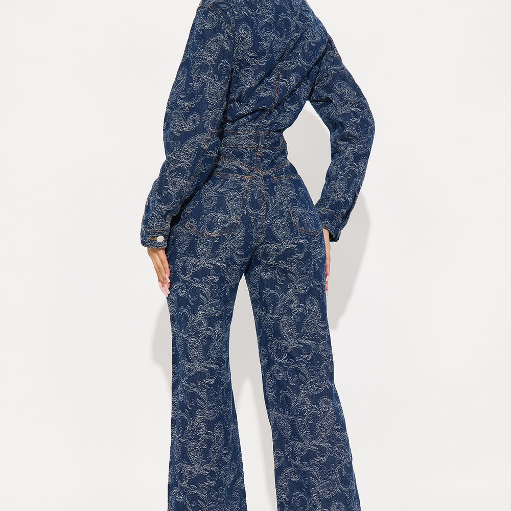Adeline Denim Flare Jumpsuit
