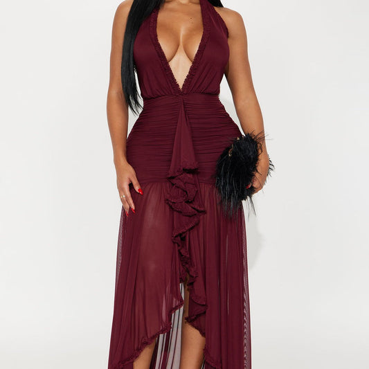 Alessandra Ruched Ruffle Gown