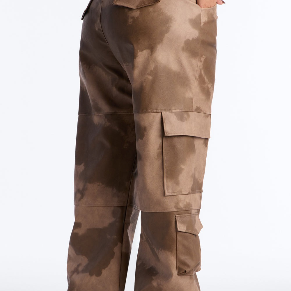 Alexa Washed Faux Leather Cargo Pant