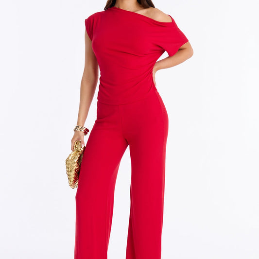 Alicia Off Shoulder Wide Leg Pant Set