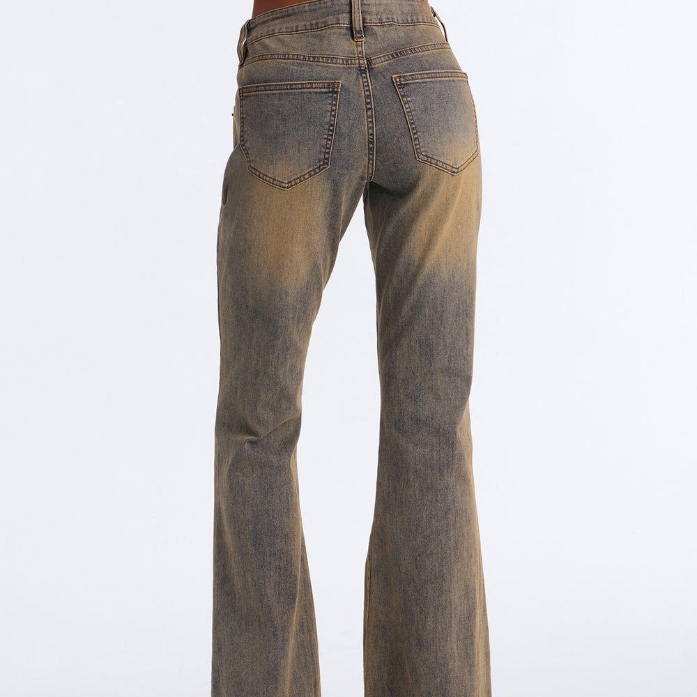 A Disconnect Low Rise Wrap Flare Jeans