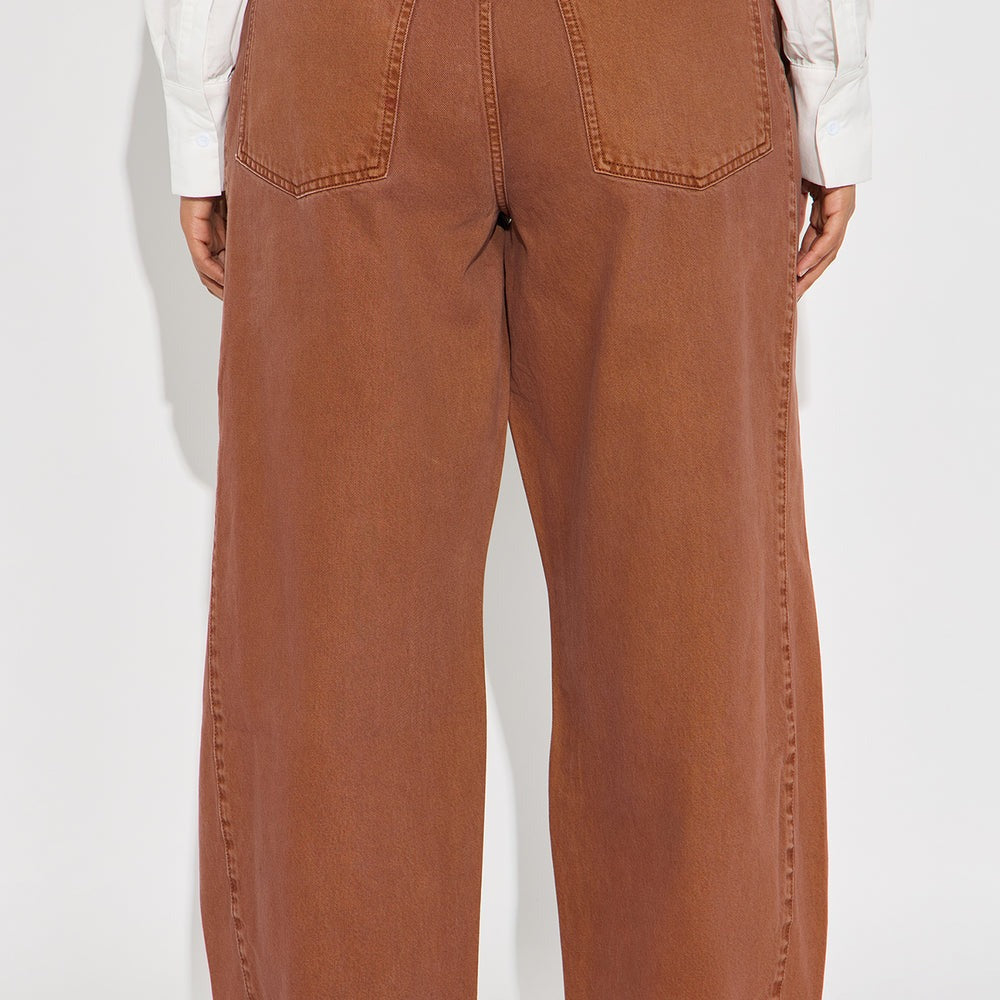 Alexandra Twill Wide Leg Barrel Pant