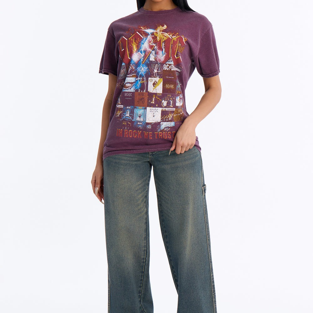 ACDC In Rock We Trust Oversized Tee