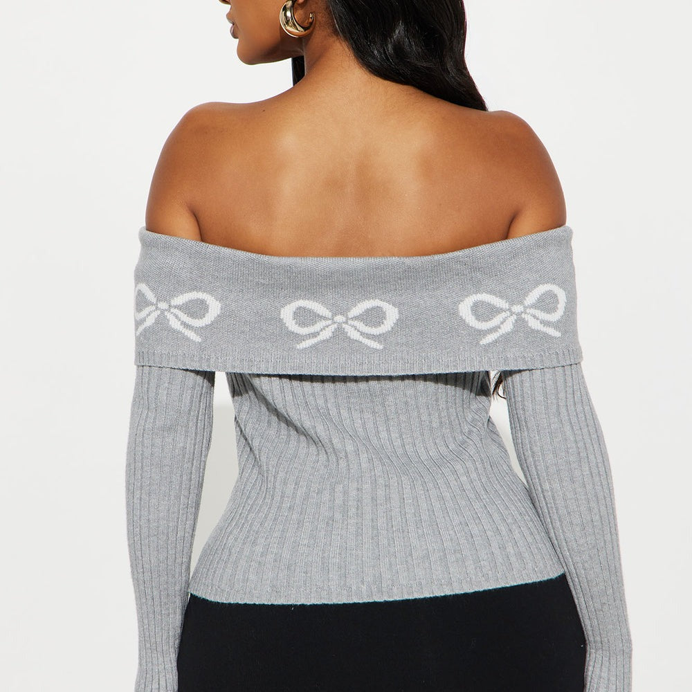A Bow Kind Of Day Off Shoulder Sweater