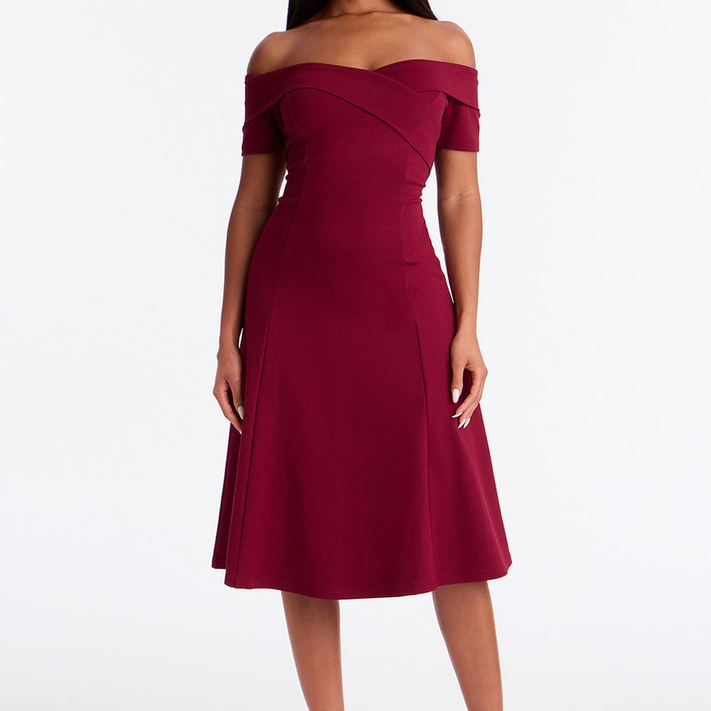 Addison Short Sleeve Ponte Midi Dress
