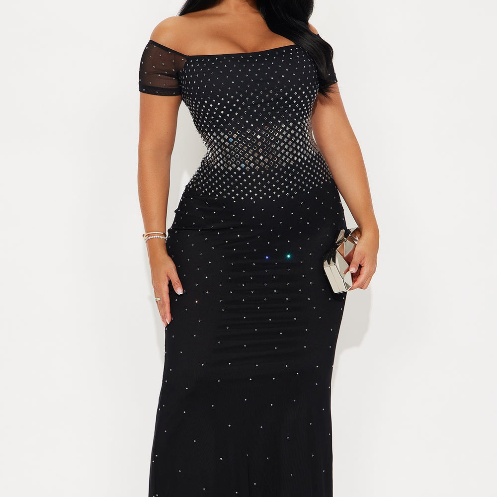 Alaia Rhinestone Mesh Maxi Dress