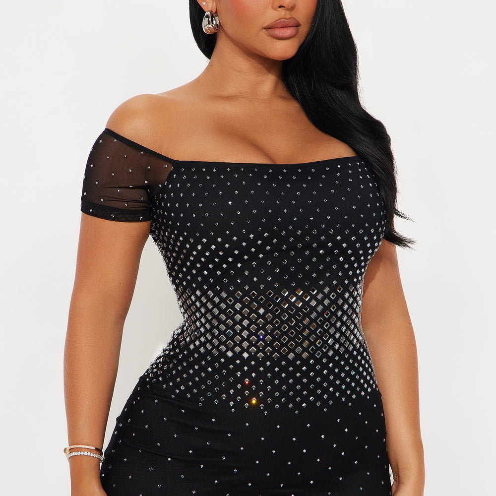 Alaia Rhinestone Mesh Maxi Dress